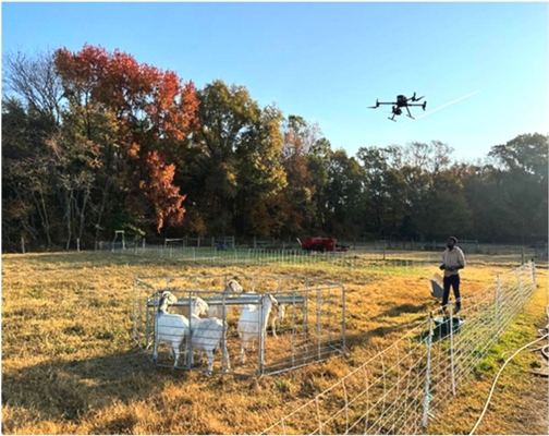 Drone flying to capture thermal images.