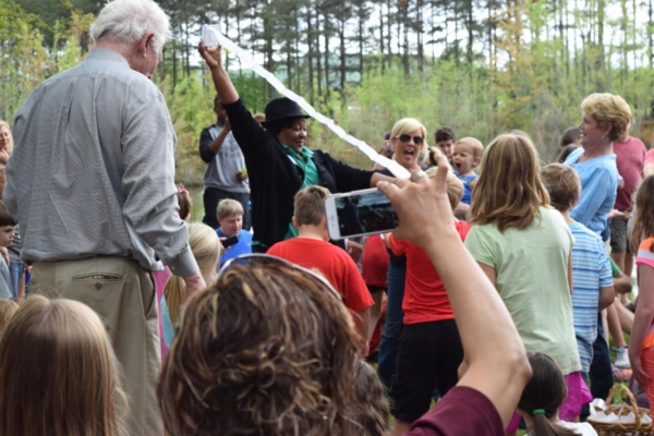 Dr. Celvia Stovall at Earth Day butterfly release in Huntsville, Alabama.