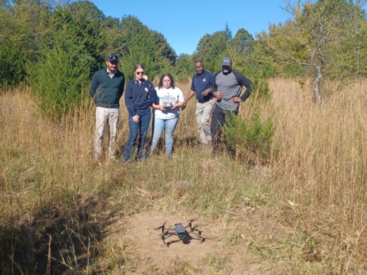 Dr. Sudip Kunwar and students support farmers with drone-based land surveying of long-abandoned fields in Haskell, Oklahoma.