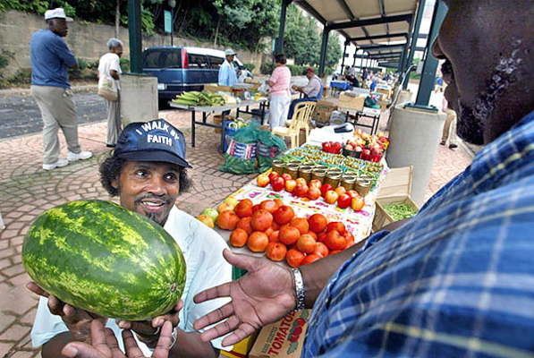 Farmer Vern Switzer is a regular at the downtown farmers market in Winston-Salem, North Carolina.