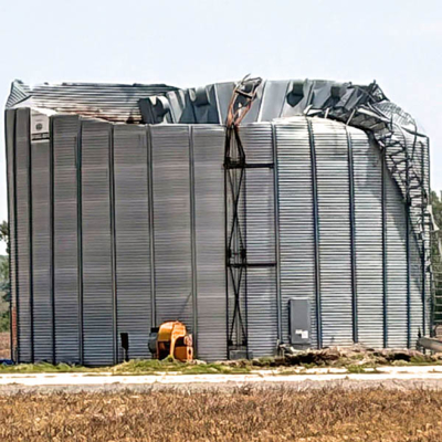 Damaged grain bin